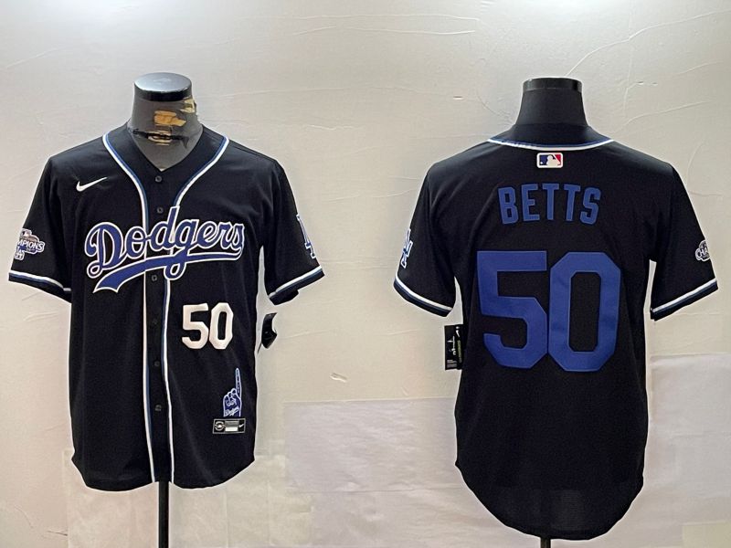 Men Los Angeles Dodgers 50 Betts Black Game 2024 Nike MLB Jersey style 12021